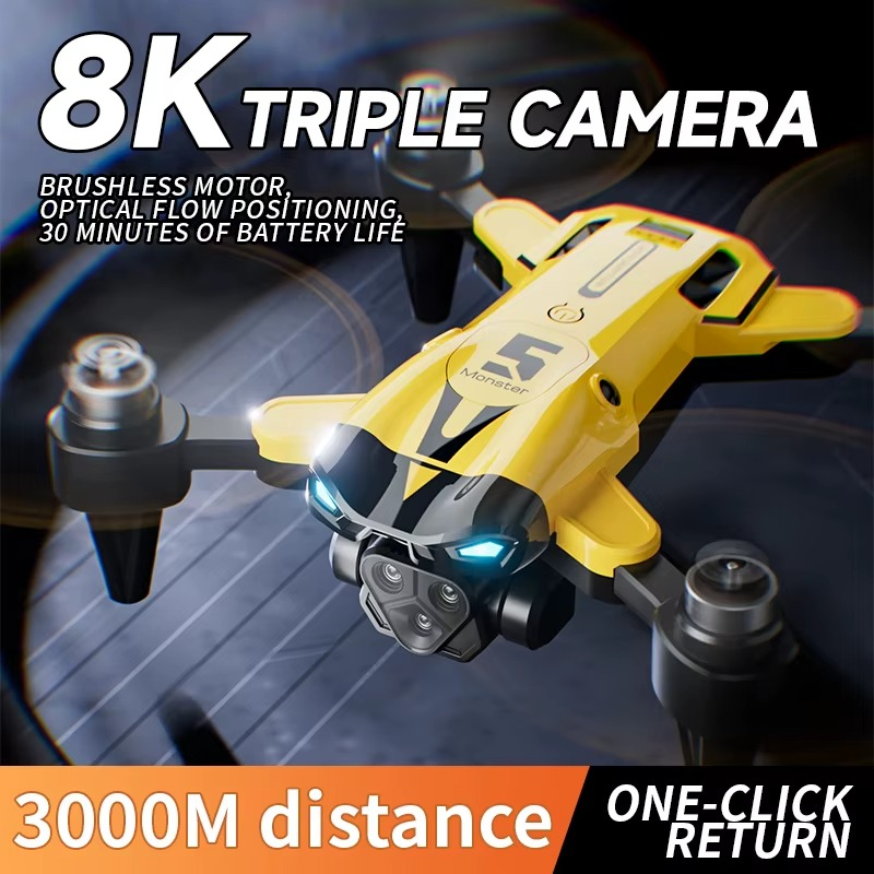 M5 Drone 8K Professional Triple Camera Brushless Motor Optical Flow Positioning Foldable Quadcopter RC Dron